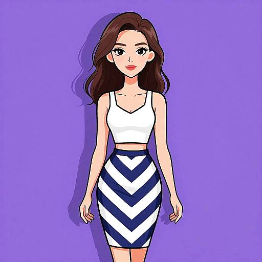 Stylish Woman in Chevron Pencil Skirt