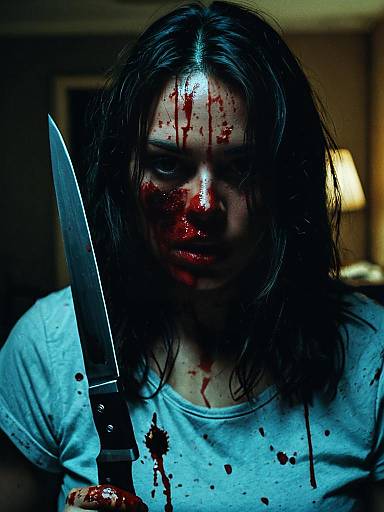 Female Horror Icon with Bloody Knife