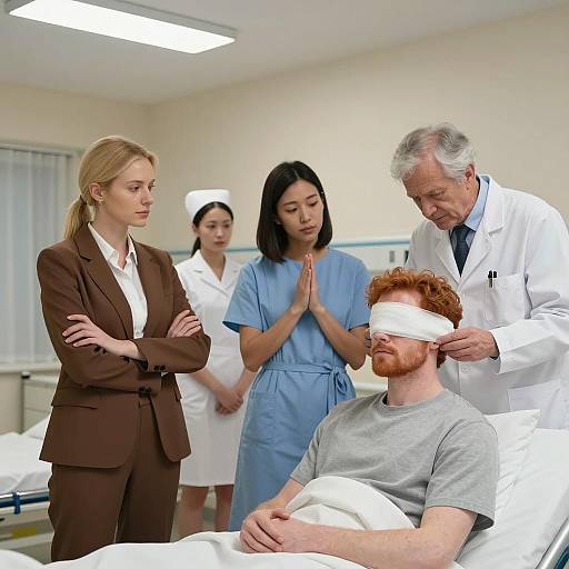 Intense Hospital Scene with Diverse Characters