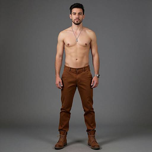 Shirtless Man Against Gray Background