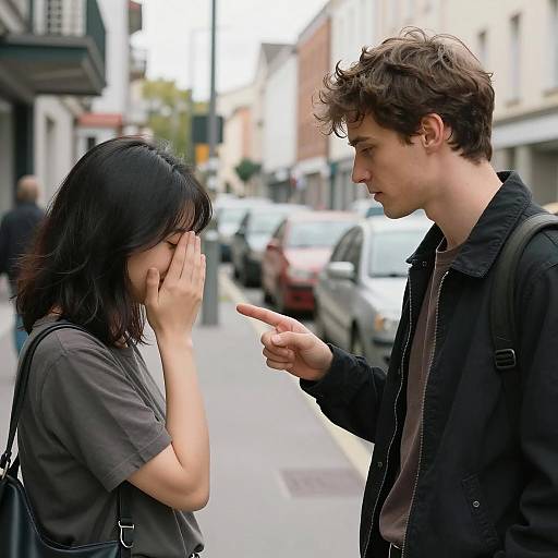 Intense Street Scene with Two Figures