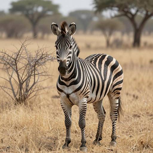 Zebra in a Sunlit Golden Field