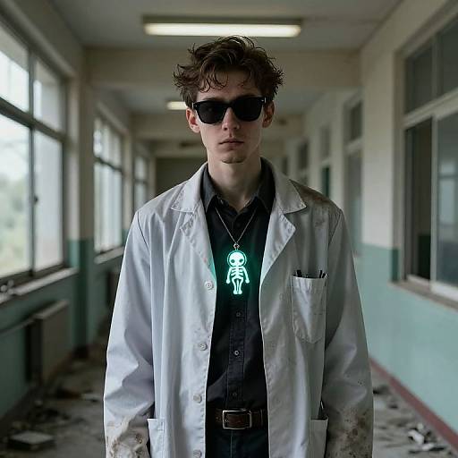 Haunted School Teacher in Abandoned Hallway