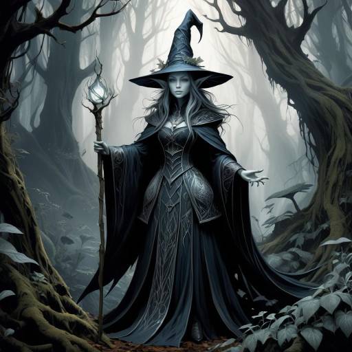 Mystical Sorceress in Enchanted Forest Mystical Sorceress in Enchanted Forest