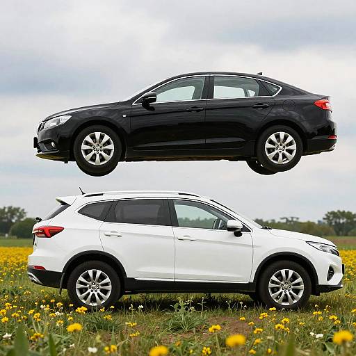 Surreal Floating Car Over SUV