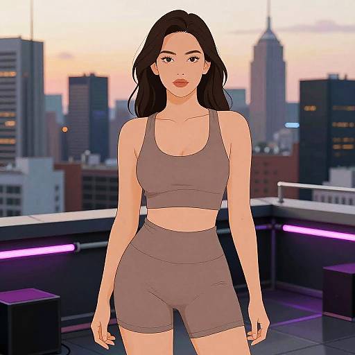 Athleisure Woman on Rooftop Dance Club