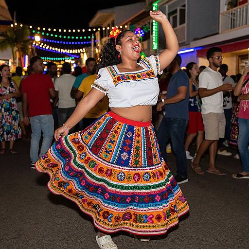 Joyful BBW Dancing at Street Festival