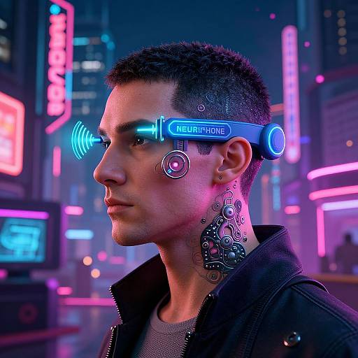 Cyberpunk Neurophone in Neon City