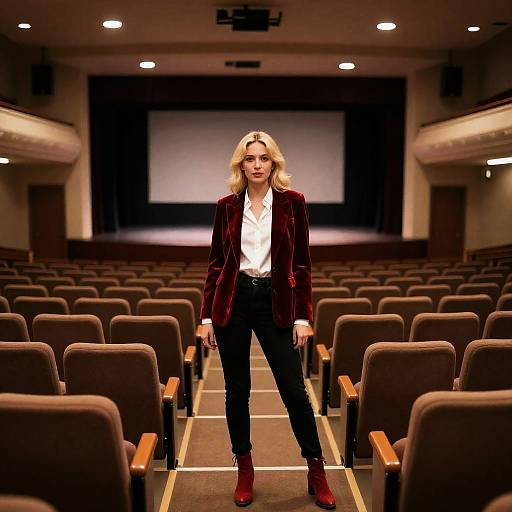 Blonde Woman in Vintage Theater Setting