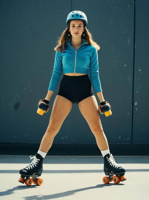 Woman in Roller Skating Outfit on Roller Skates