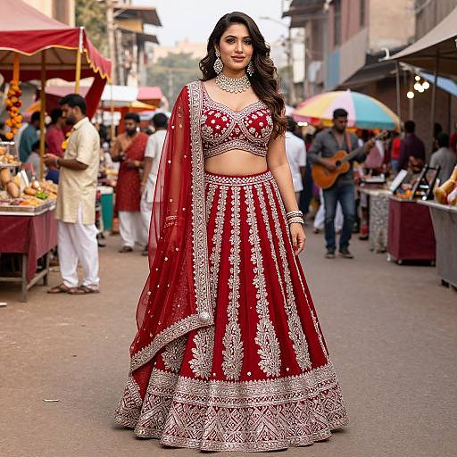Radiant Woman in Festive Wedding Lehenga