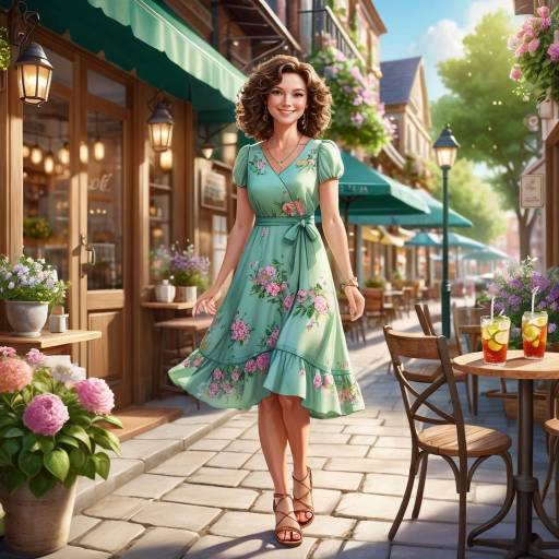 Charming Summer Patio Scene with Woman