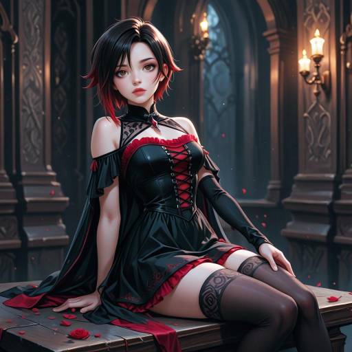 Stunning Ruby Rose with Multicolored Hair