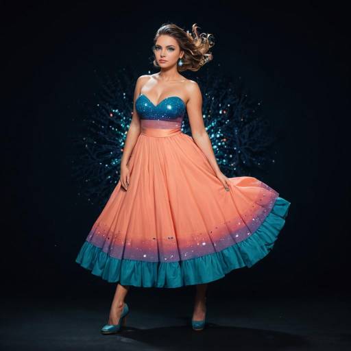 Whimsical Nerdy Teen in Coral Dress Whimsical Nerdy Teen in Coral Dress