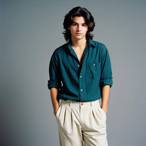 Young Man in Casual 1980s Outfit