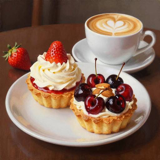 Cherry Almond Tart and Cappuccino Delight