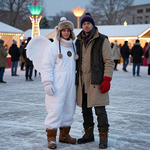 Winter Festival Couple in Elaborate Outfits