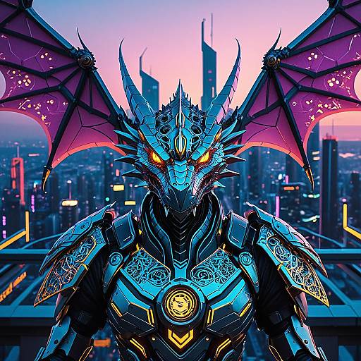 Four-winged Neon Dragon Automaton