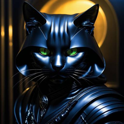 Stealthy Cat Assassin in Black Hooded Armor