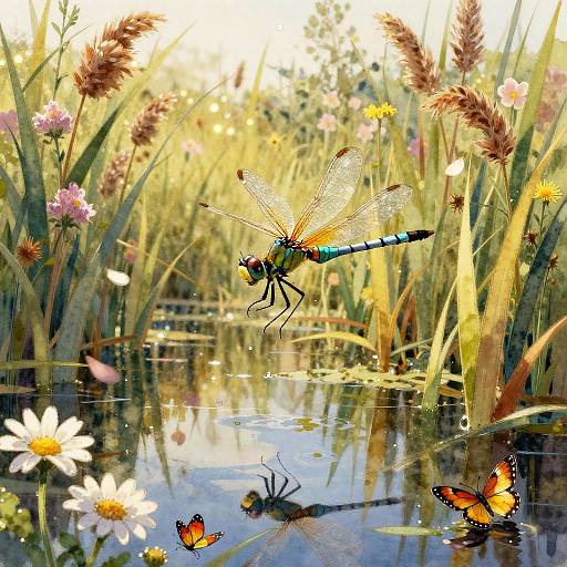 Dashing Azure Dragonfly in Wetlands