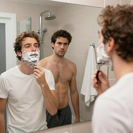 Two Men in a Bathroom Scene
