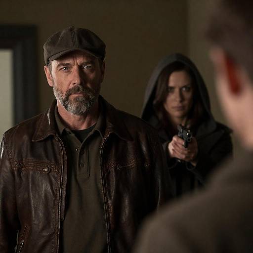 Intense Encounter in Dimly Lit Room