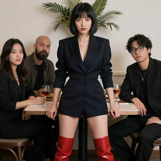 Confident Nude Woman Amid Seated Observers