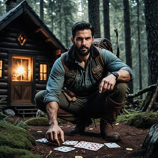 Ranger Scouting in Forest with Playing Cards