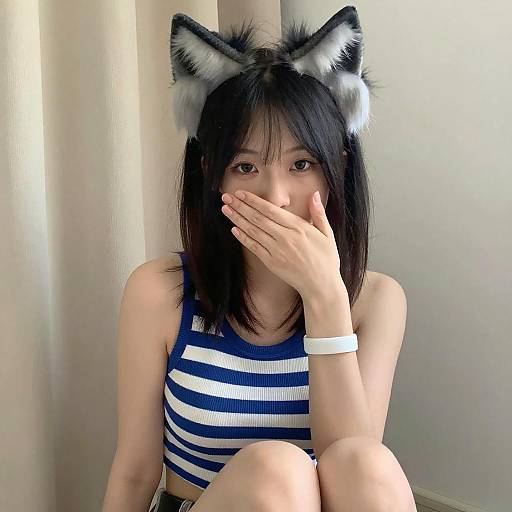 Asian Woman with Wolf Ears Portrait