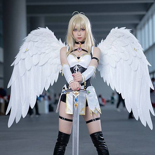 Eros Cosplay Woman with Wings and Sword