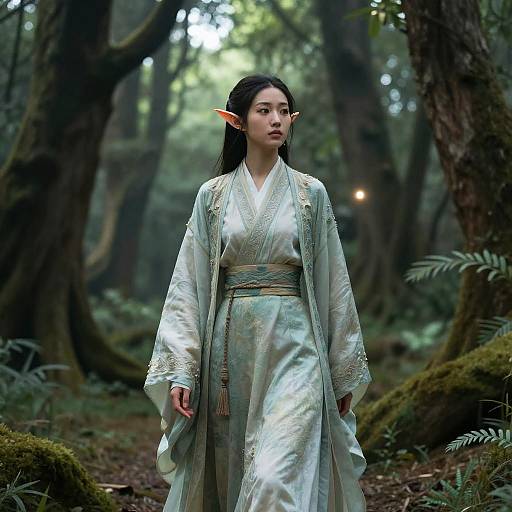 Asian Elf in Mystical Forest