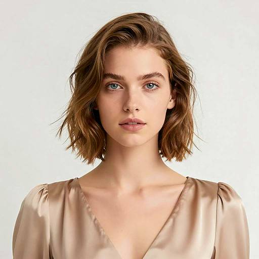 Portrait of Young Woman with Wavy Bob Hair