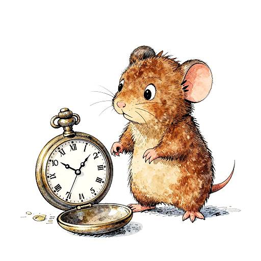 Whimsical Mole with Pocket Watch