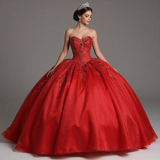 Luxurious Red Princess Quinceañera Dress