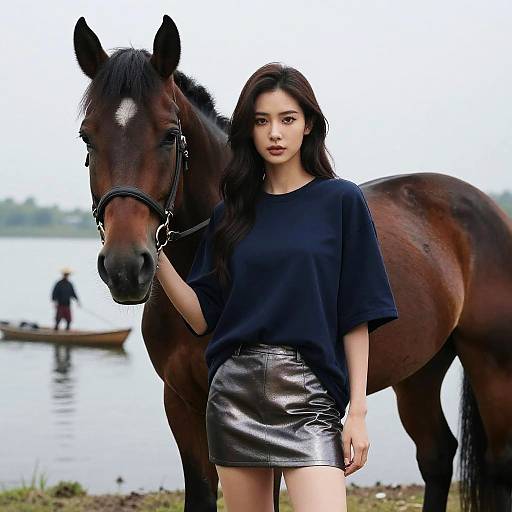 Dark Horse Style Woman by Lake