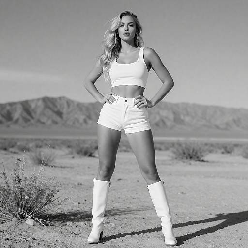 Monochrome Desert Portrait of Blonde Woman