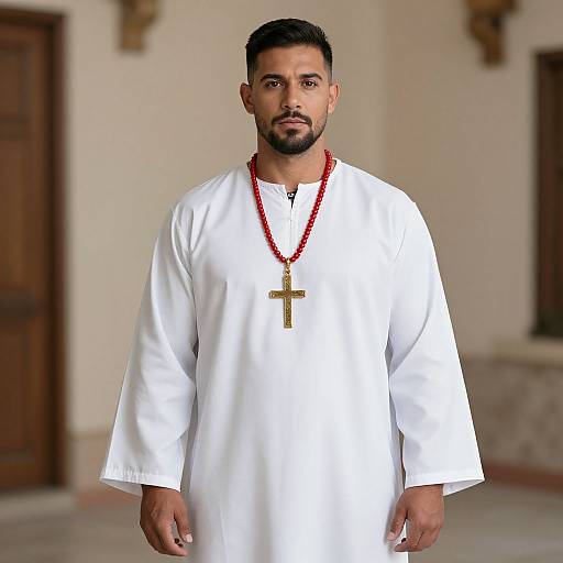 Man in Traditional White Robe