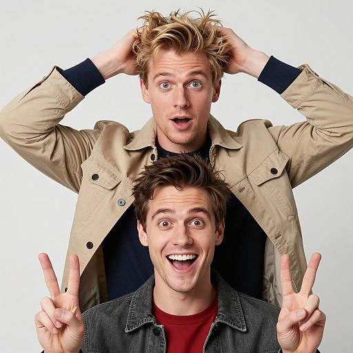 Surprised and Happy Duo Portrait