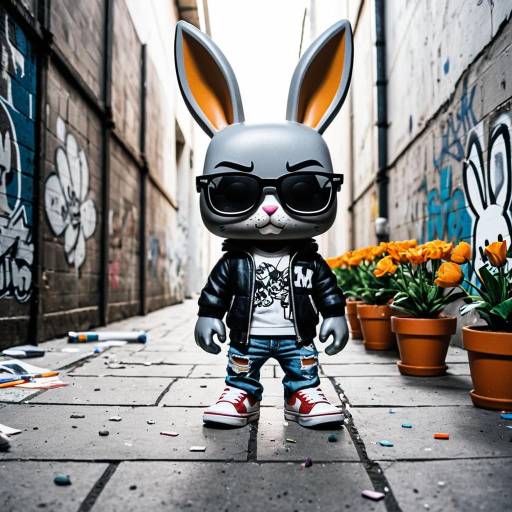 Funko Pop Bunny Figure in Urban Alley