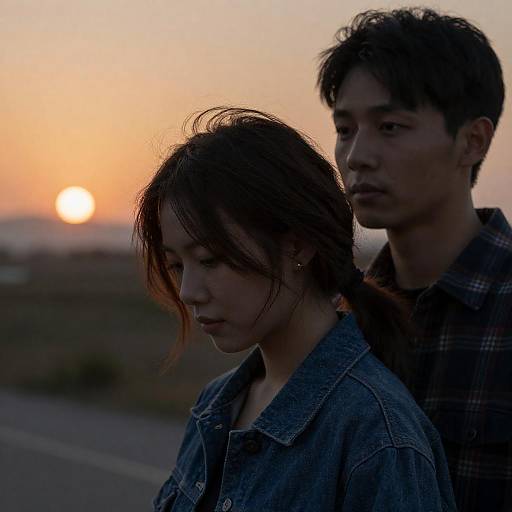 Romantic Sunset Photograph of Two People