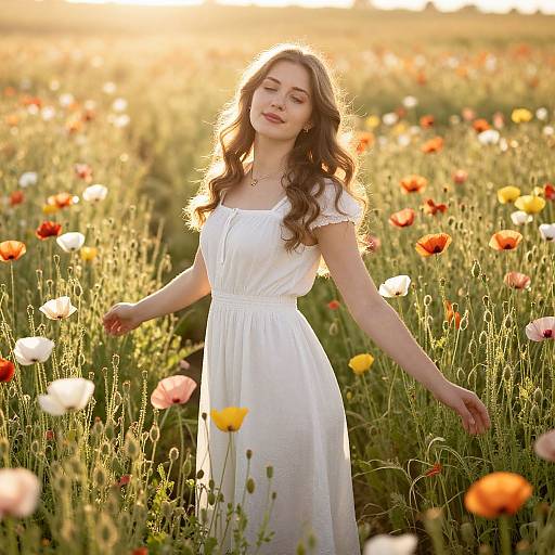 Radiant Serenity Among Vibrant Poppies