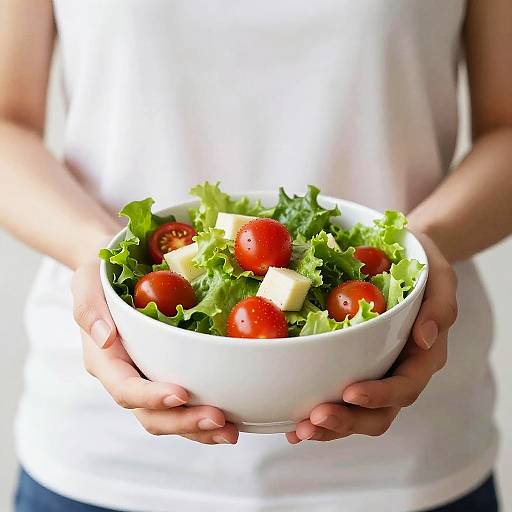 Hands Holding Fresh Colorful Salad