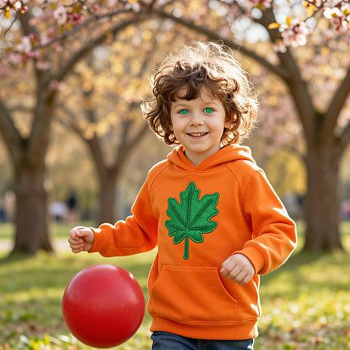 Cheerful Boy in Sunny Park