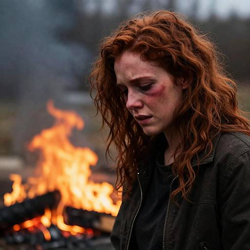 Haunting Image of a Bruised Woman