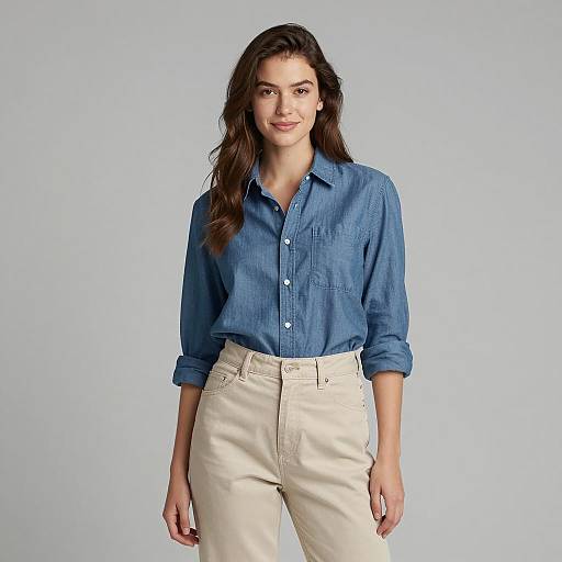Casual Portrait of Young Woman in Work Pants