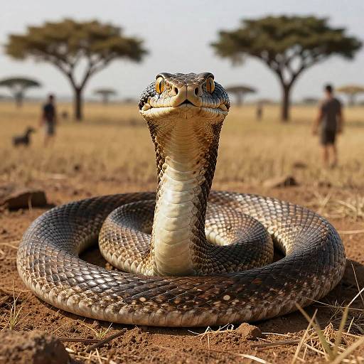 Feral Snake in Savannah Landscape