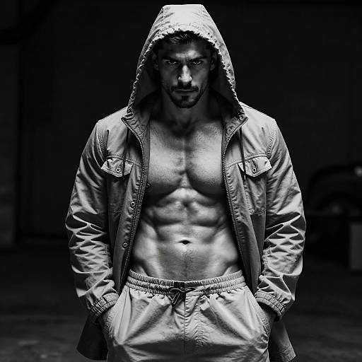 High-Contrast Noir Muscular Man