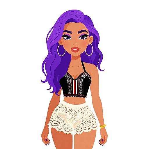 Boho Chic Woman in Embroidered Crop Top