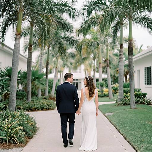 Vintage Elegance Couple Walk in Coral Gables