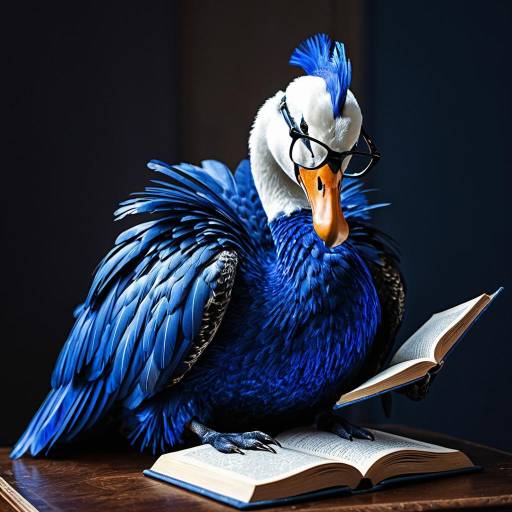 Ultramarine Swan Reading with Glasses